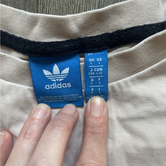 Adidas Men's Cream T-Shirt with Black Stripes - Picture 2 of 5